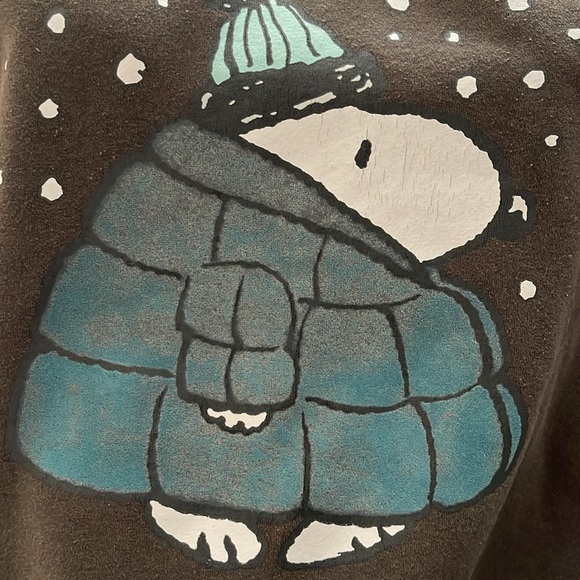 PEANUTS Dark Grey Puffer Jacket Snoopy Crew Neck Sweater - Picture 4 of 5